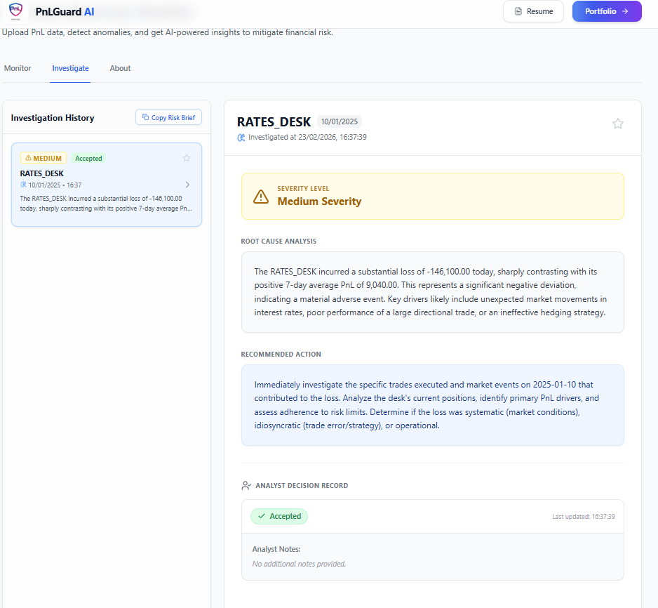 PnLGuard AI — Financial Anomaly Monitoring Platform platform screenshot 3